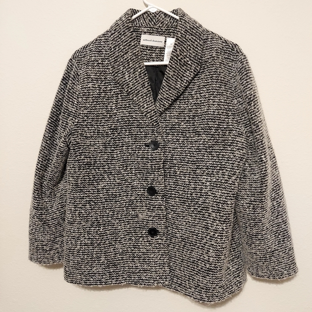 Alfred Dunner Monochrome Textured Jacket Blazer Office Size 14
